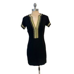 Etro Womens Black Dress With Embroidered Trim Size 40 US 4 Small